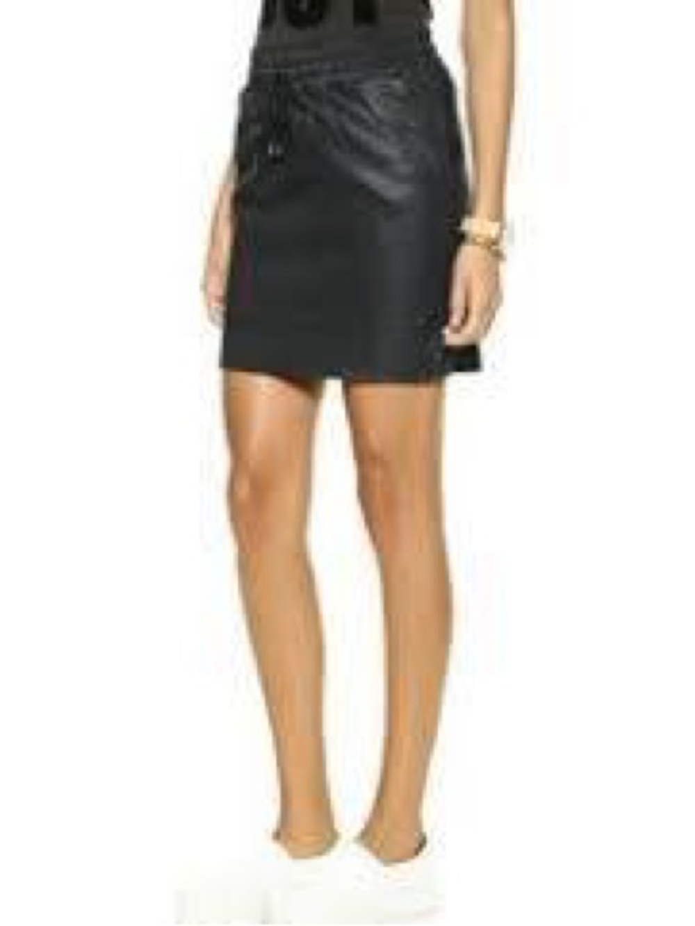 Just Female Mossi Drawstring 100% Leather Mini Skirt Sz M